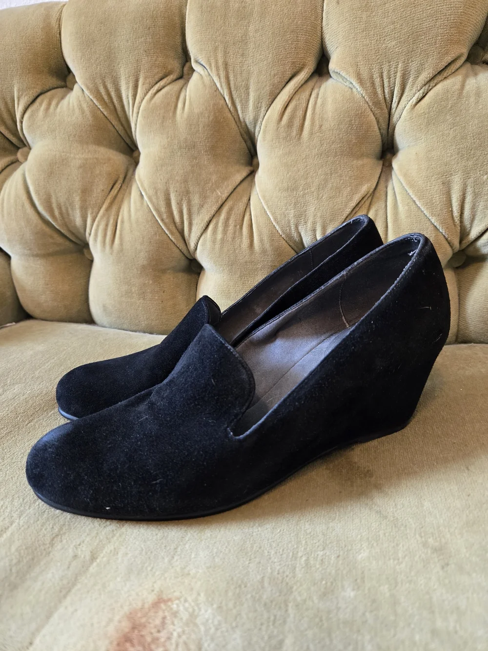 Stuart Weitzman Black Suede Wedges - Picture 2 of 6